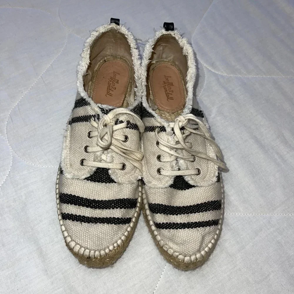 Loeffler Randall Alfie Espadrille Sneaker Womens Off White Black Size 8.5 US